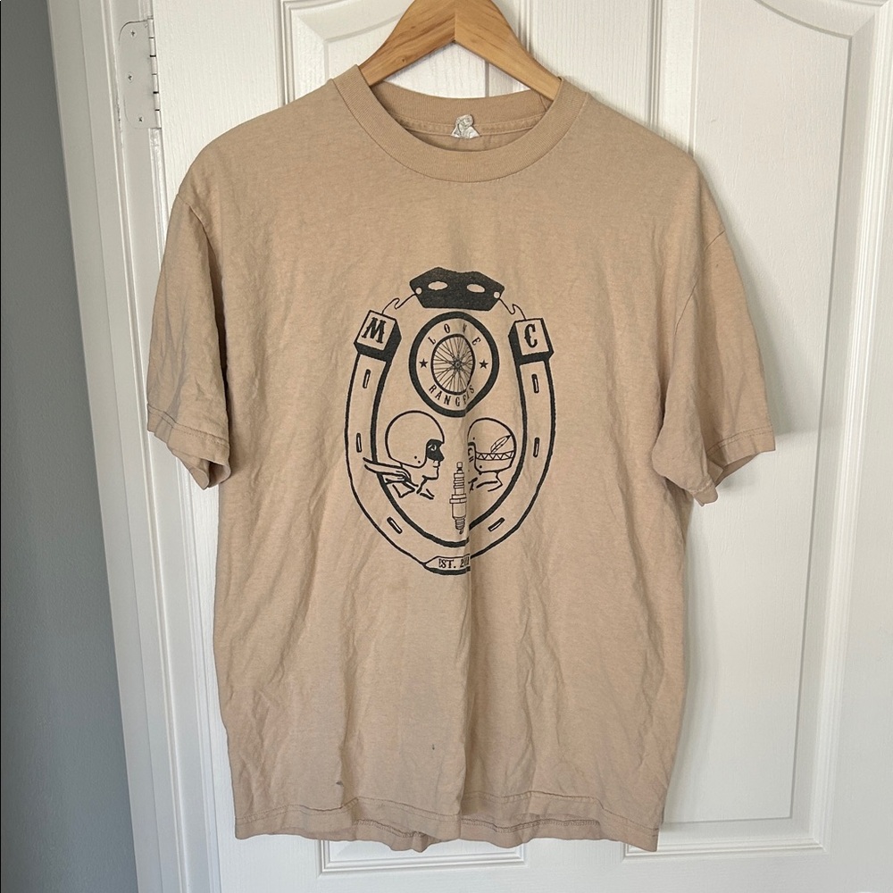 Allstyle Large Motorcycle Lone Rangers Tan Graphic Tee